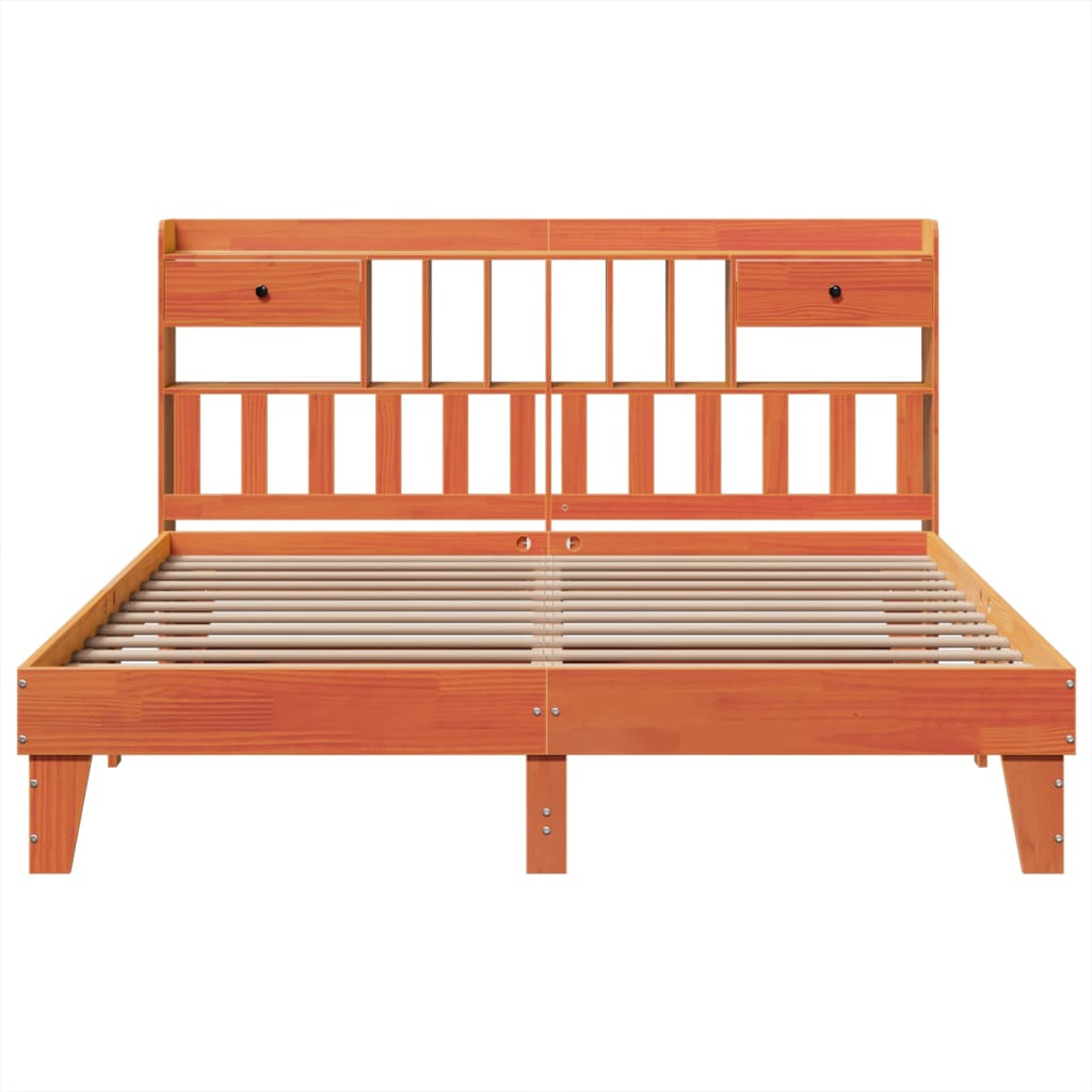 Bed Frame without Mattress Wax Brown 200x200 cm Solid Wood Pine