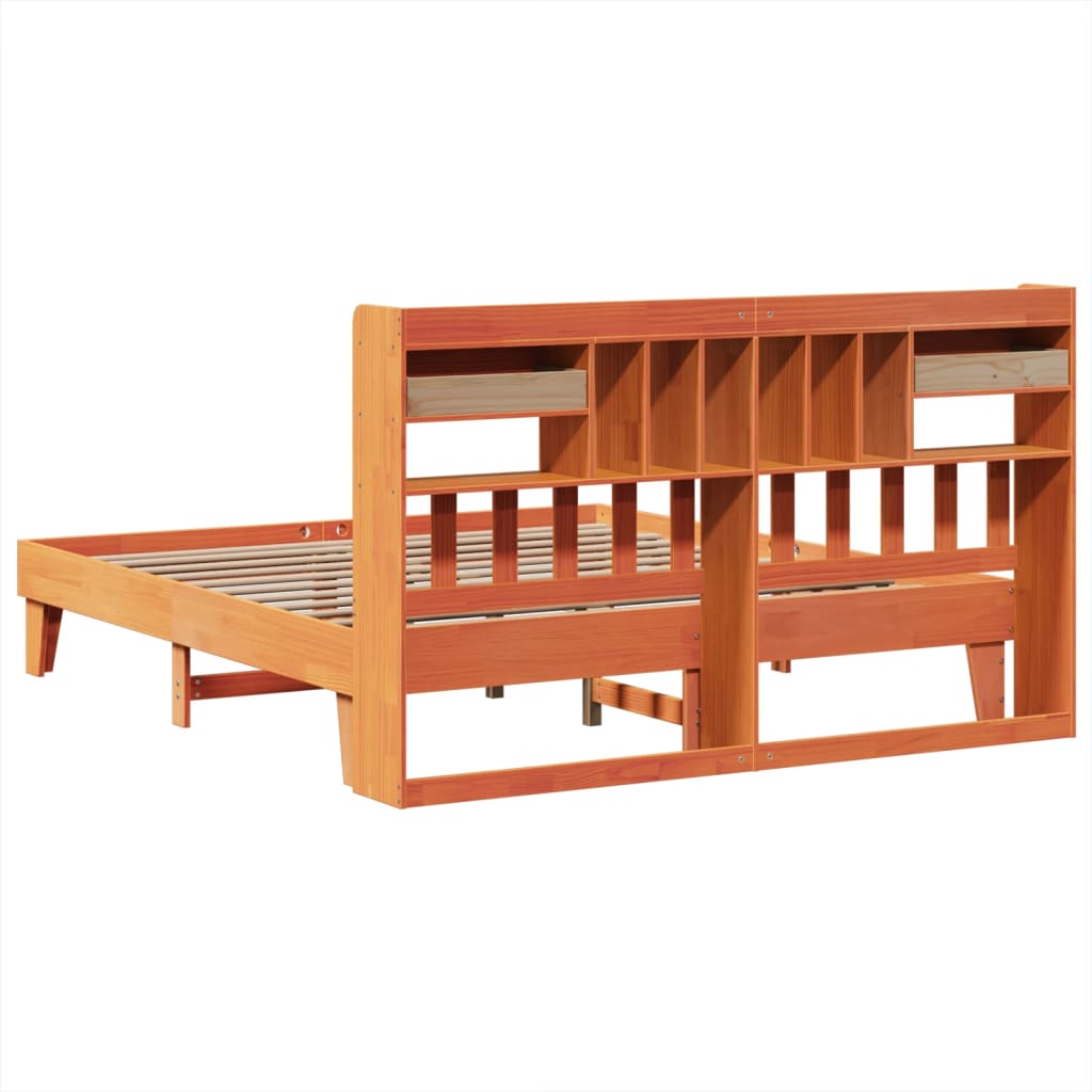 Bed Frame without Mattress Wax Brown 200x200 cm Solid Wood Pine