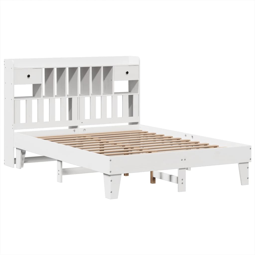 Bed Frame without Mattress White 150x200 cm King Size Solid Wood Pine