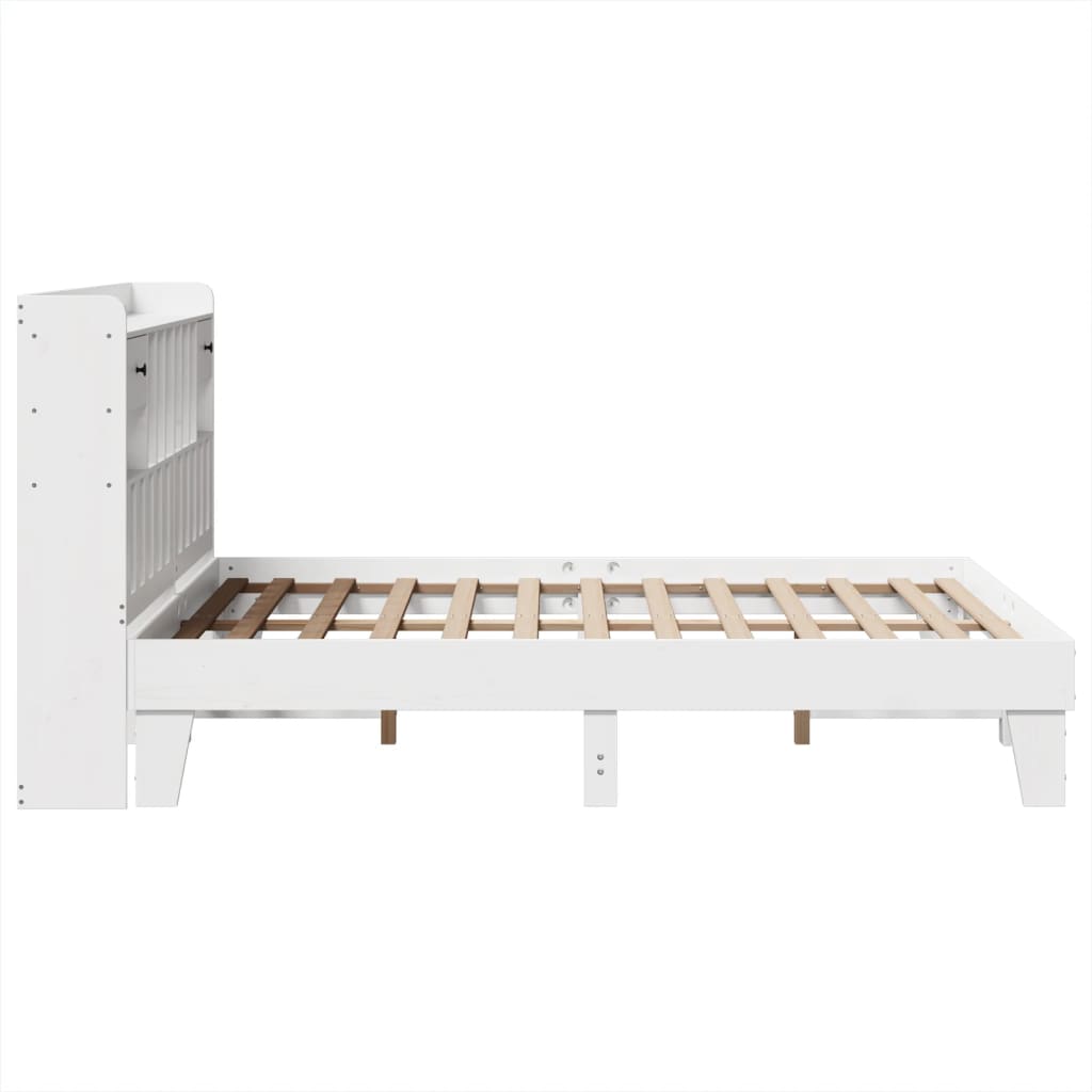 Bed Frame without Mattress White 150x200 cm King Size Solid Wood Pine