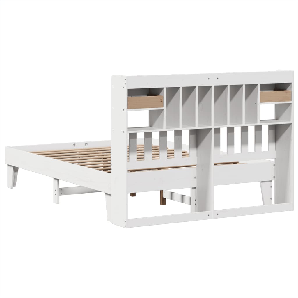 Bed Frame without Mattress White 150x200 cm King Size Solid Wood Pine