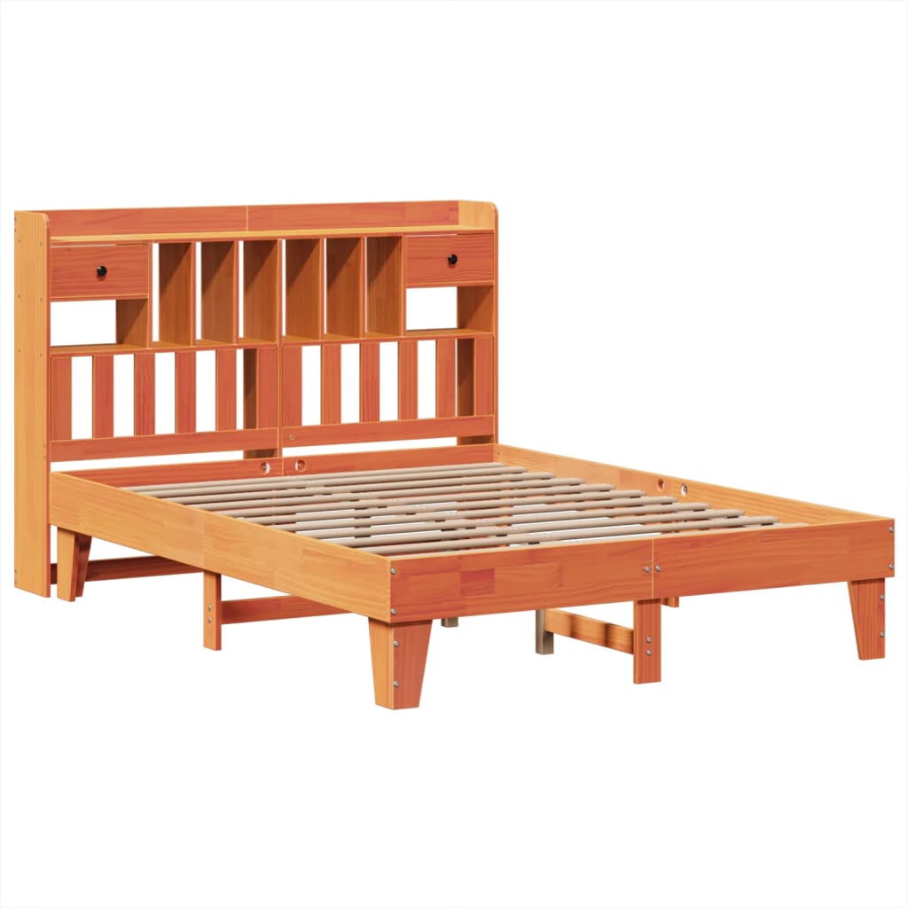 Bed Frame without Mattress Wax Brown 150x200 cm King Size Solid Wood Pine