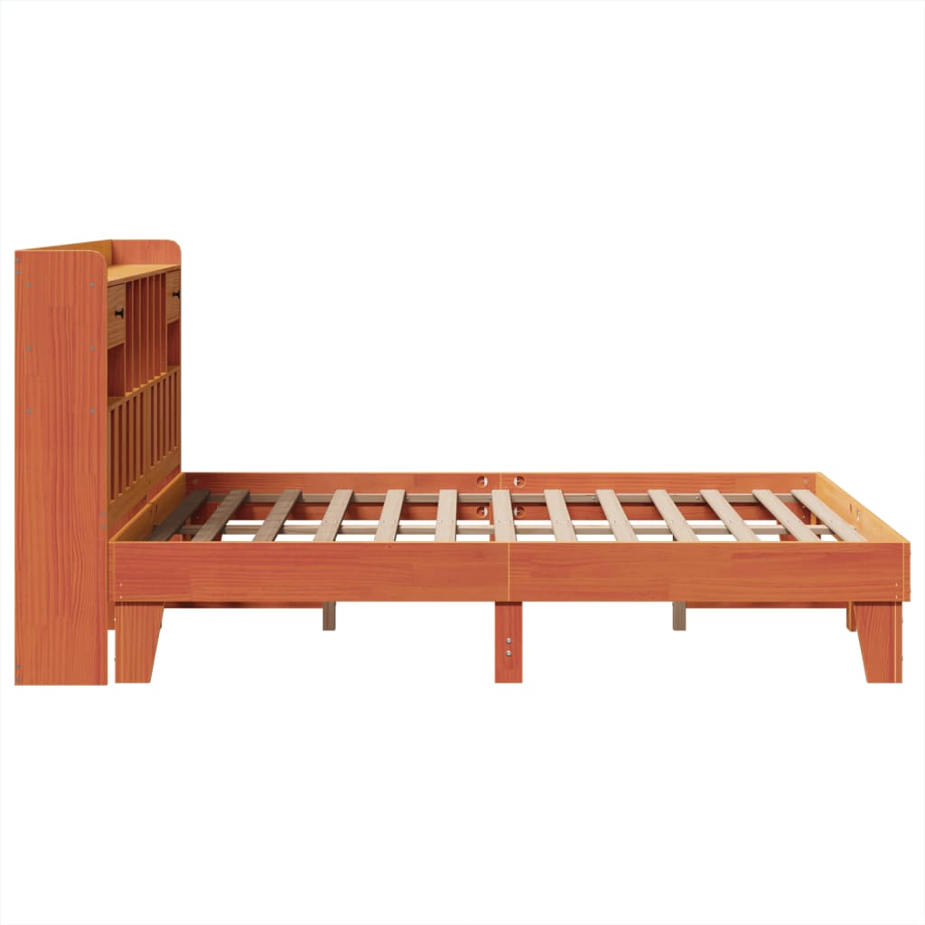 Bed Frame without Mattress Wax Brown 150x200 cm King Size Solid Wood Pine