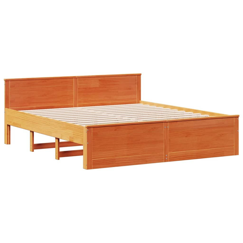 Bookcase Bed without Mattress Wax Brown 180x200 cm Super King Solid Wood Pine