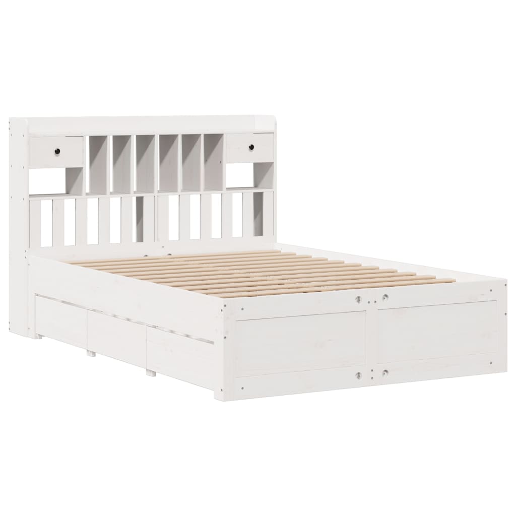 Bookcase Bed without Mattress White 140x200 cm Solid Wood Pine