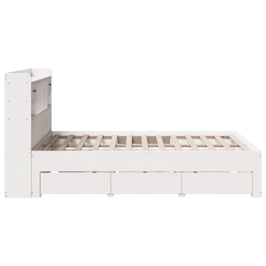 Bookcase Bed without Mattress White 140x200 cm Solid Wood Pine