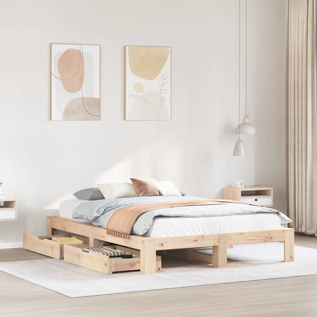 Bed Frame without Mattress 160x200 cm Solid Wood Pine