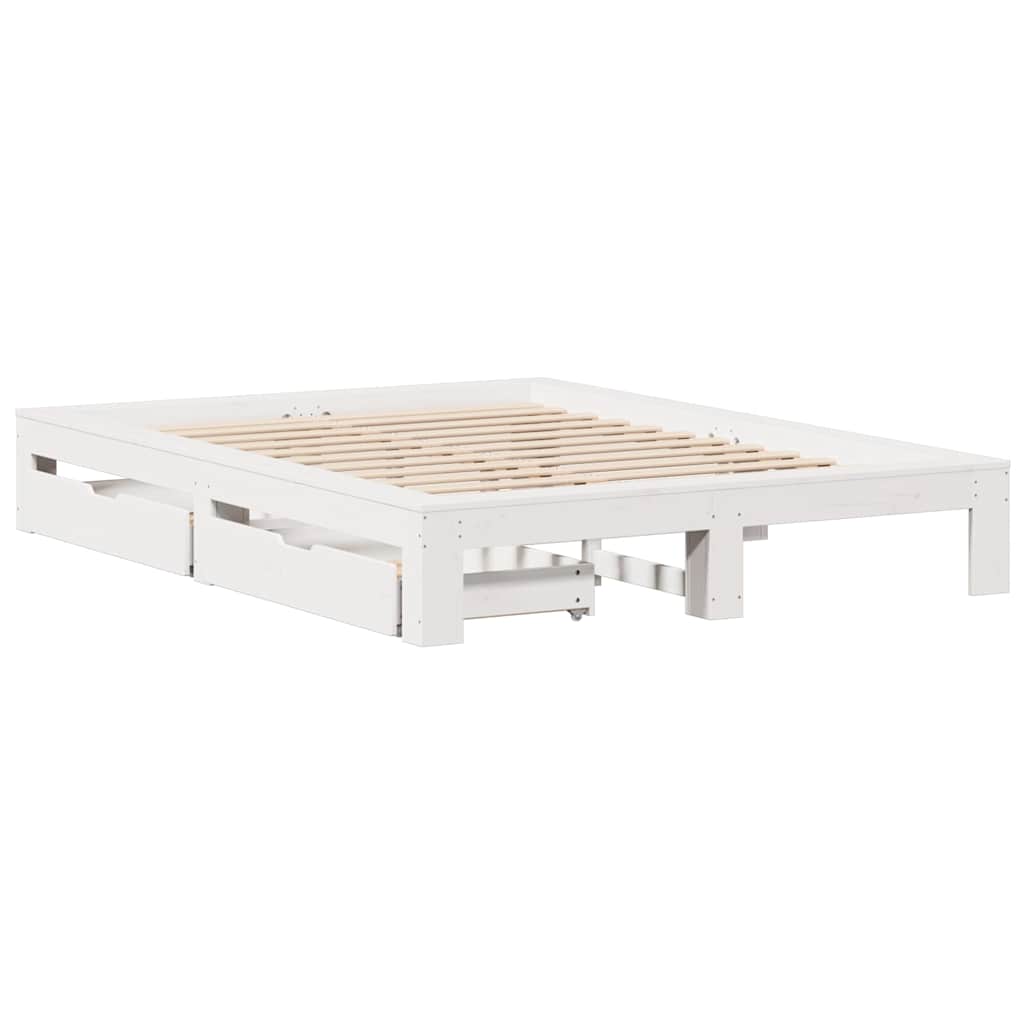 Bed Frame without Mattress White 140x200 cm Solid Wood Pine