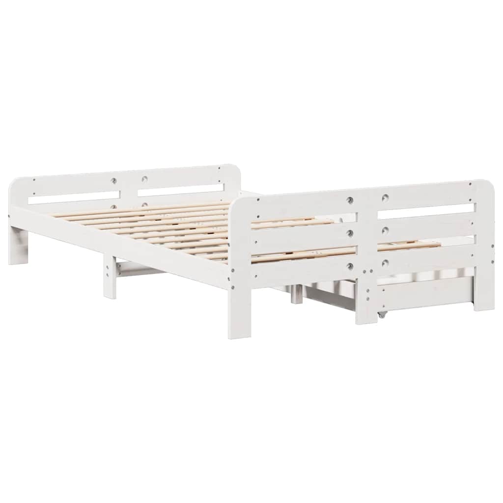 Bed frame without Mattress White 120x190 cm Small Double Solid Wood Pine