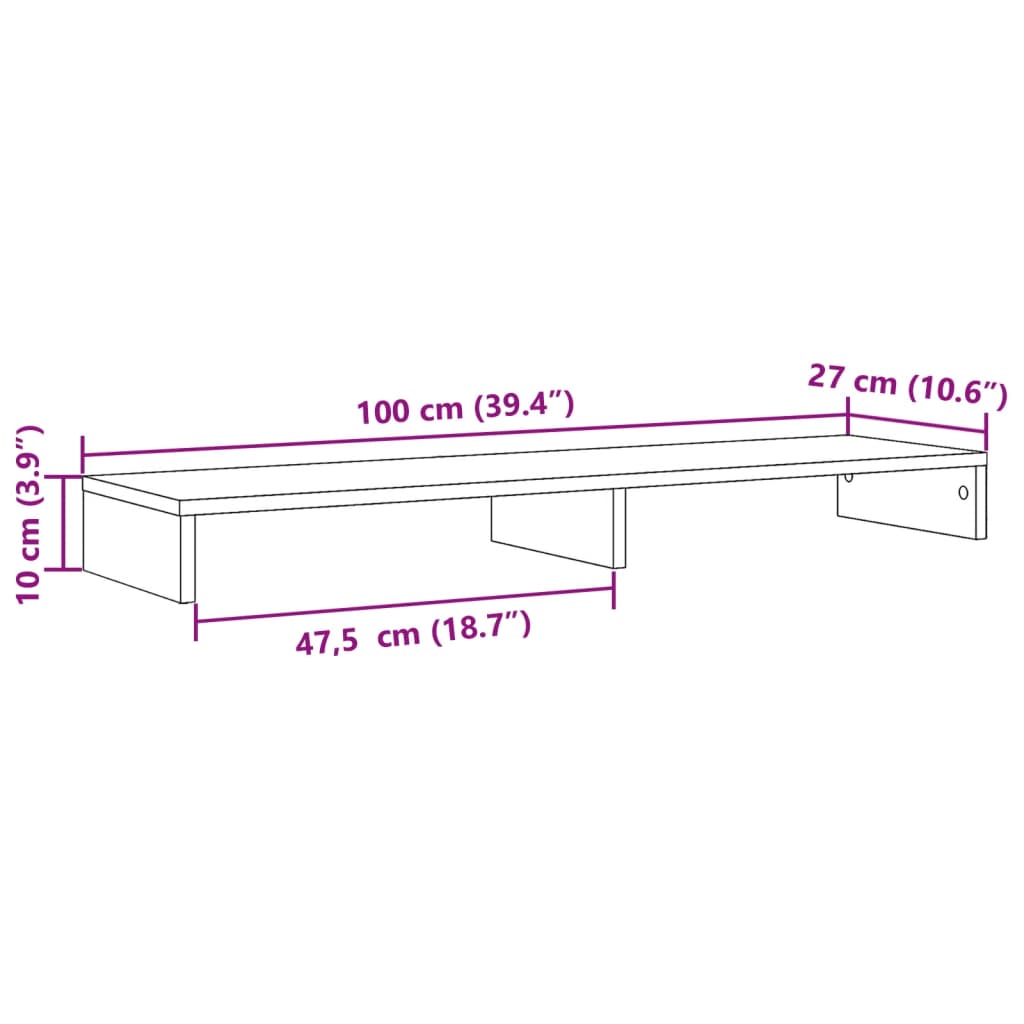Monitor Stand Grey Sonoma 100x27x10 cm Engineered Wood