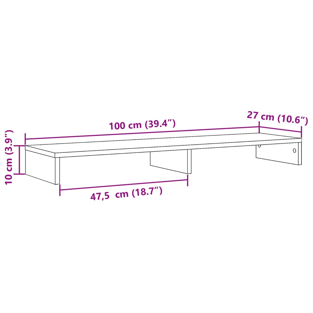Monitor Stand Old Wood 100x27x10 cm Engineered Wood