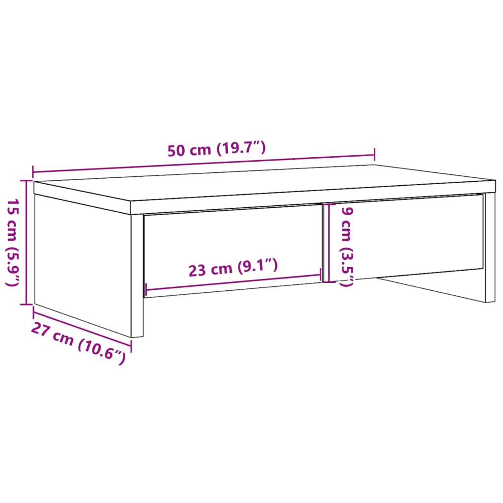 Monitor Stand with Drawers Sonoma Oak 50x27x15 cm Engineered Wood