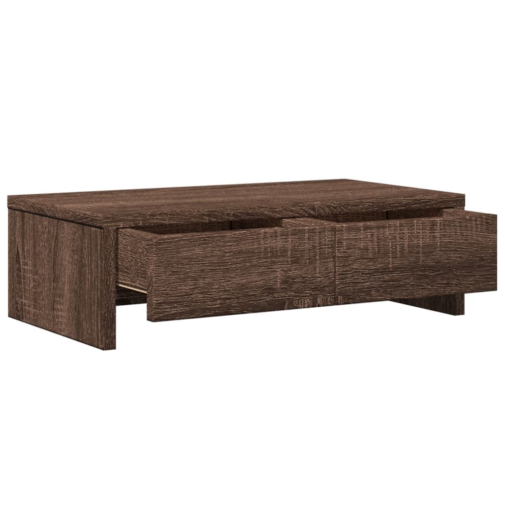 Monitor Stand with Drawers Brown Oak 50x27x15 cm Engineered Wood