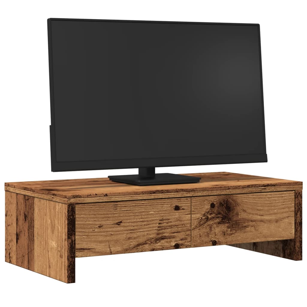 Monitor Stand with Drawers Old Wood 50x27x15 cm Engineered Wood