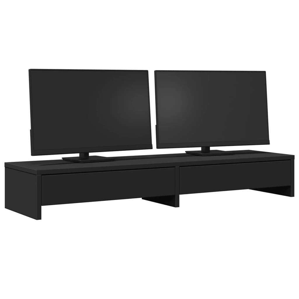 Monitor Stand with Drawers Black 100x27x15 cm Engineered Wood