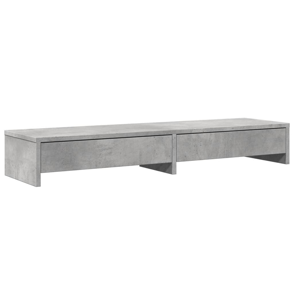Monitor Stand with Drawers Concrete Grey 100x27x15 cm Engineered Wood