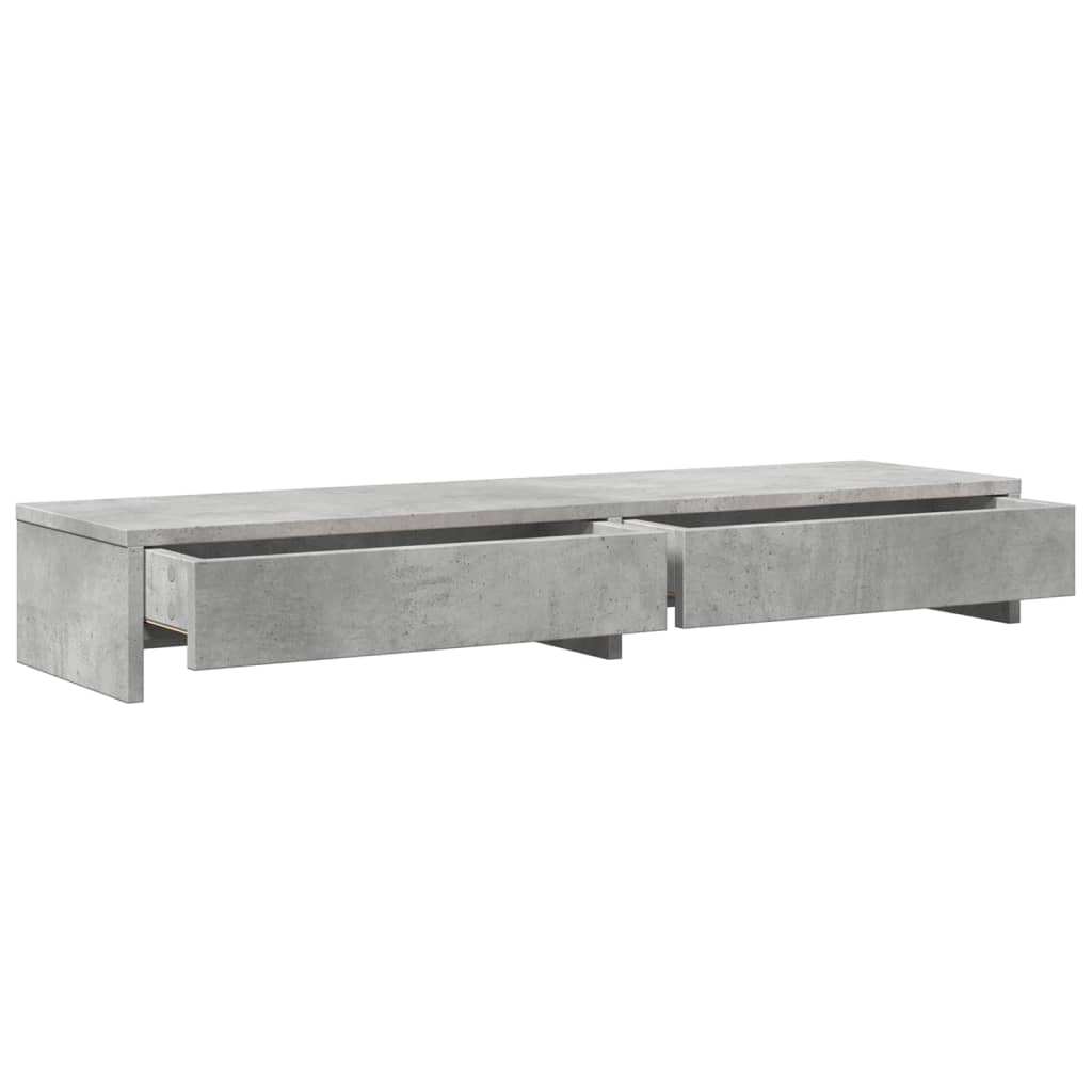 Monitor Stand with Drawers Concrete Grey 100x27x15 cm Engineered Wood