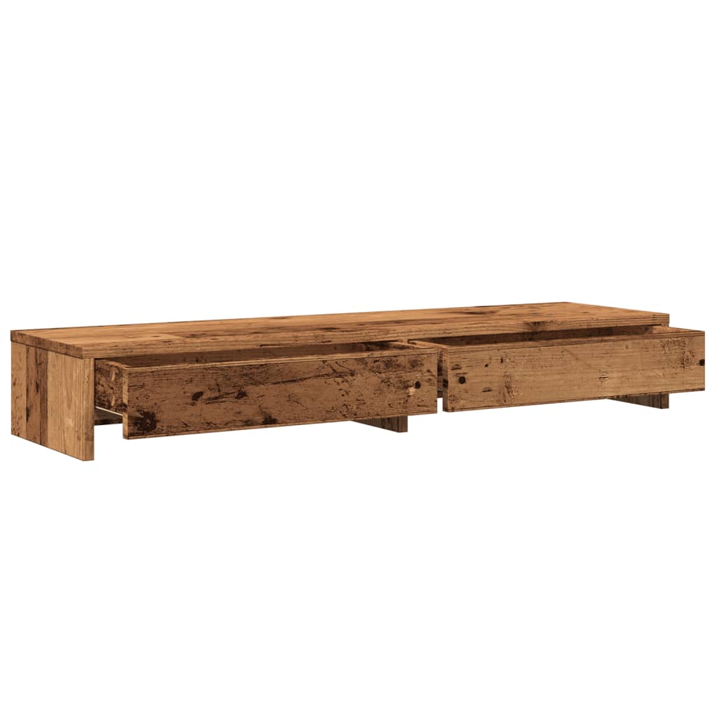 Monitor Stand with Drawers Old Wood 100x27x15 cm Engineered Wood