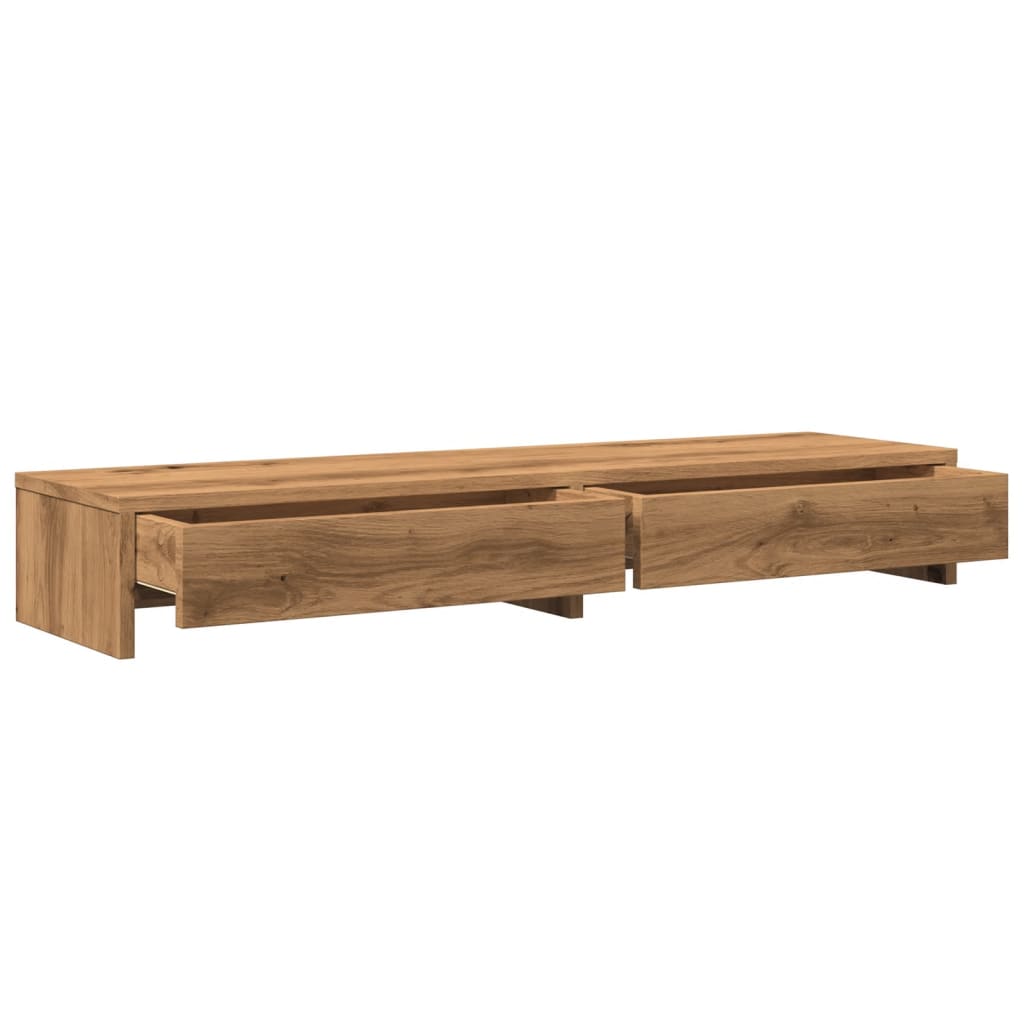 Monitor Stand with Drawers Artisian Oak 100x27x15 cm Engineered Wood