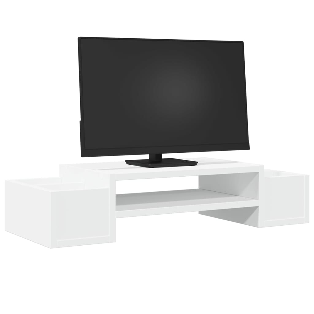 Monitor Stand with Storage White 70x27x15 cm Engineered Wood