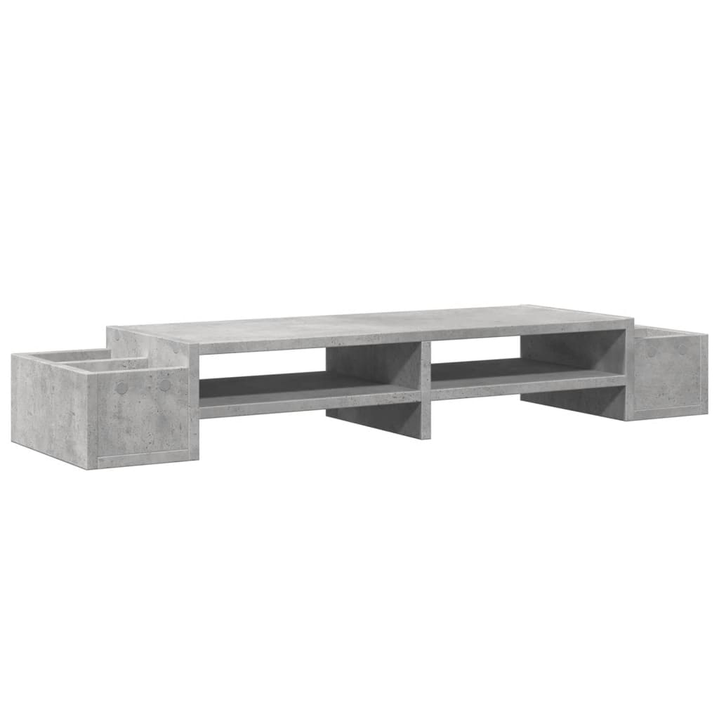Monitor Stand with Storage Concrete Grey 100x27x15 cm Engineered Wood