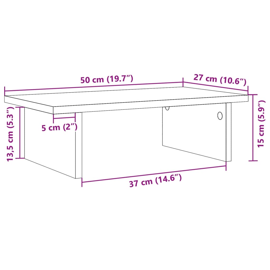Monitor Stand Concrete Grey 50x27x15 cm Engineered Wood