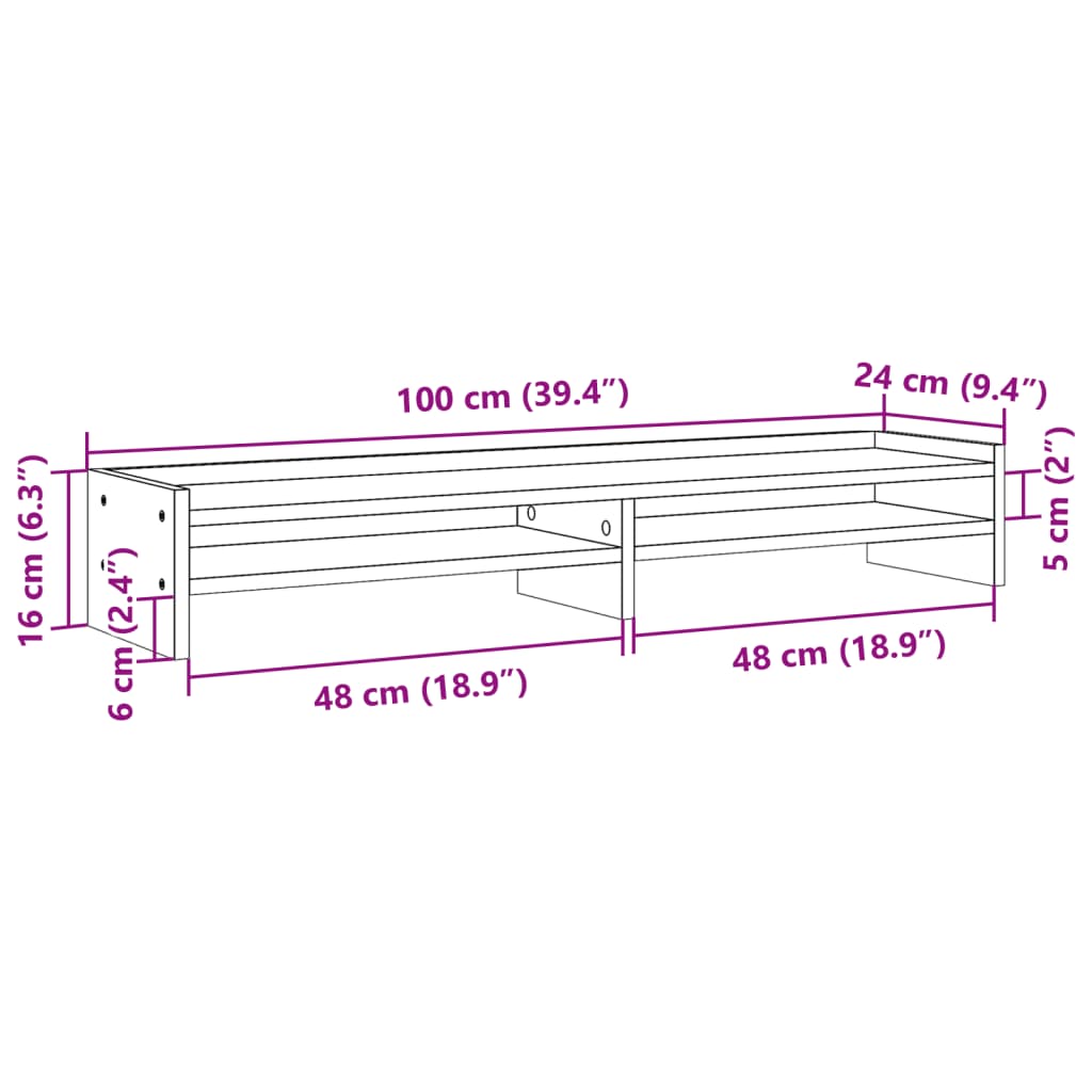 Monitor Stand Concrete Grey 100x24x16 cm Engineered Wood