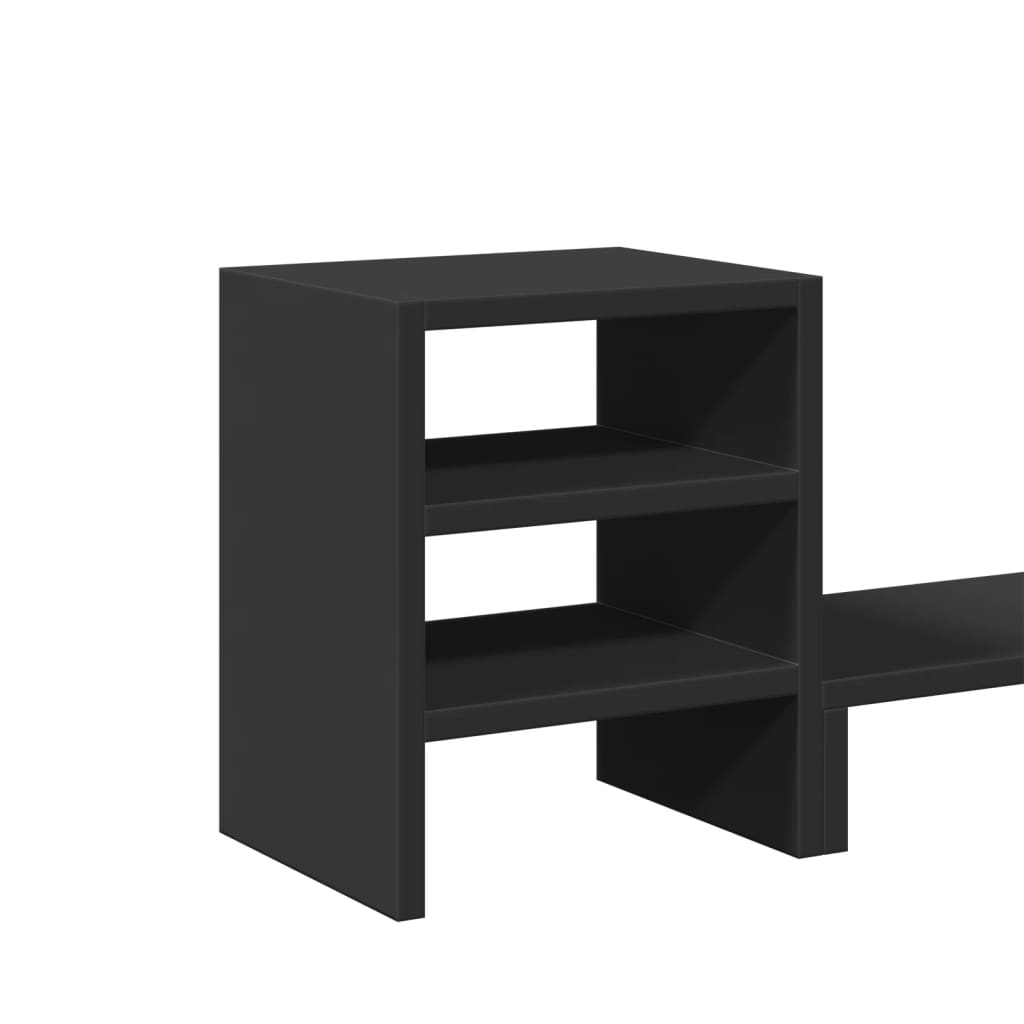 Monitor Stand with Desk Organiser Black Engineered Wood