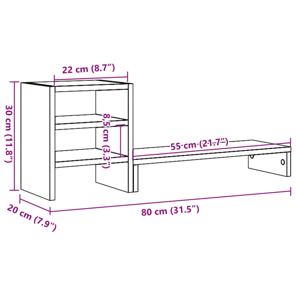 Monitor Stand with Desk Organiser Artisian Oak Engineered Wood