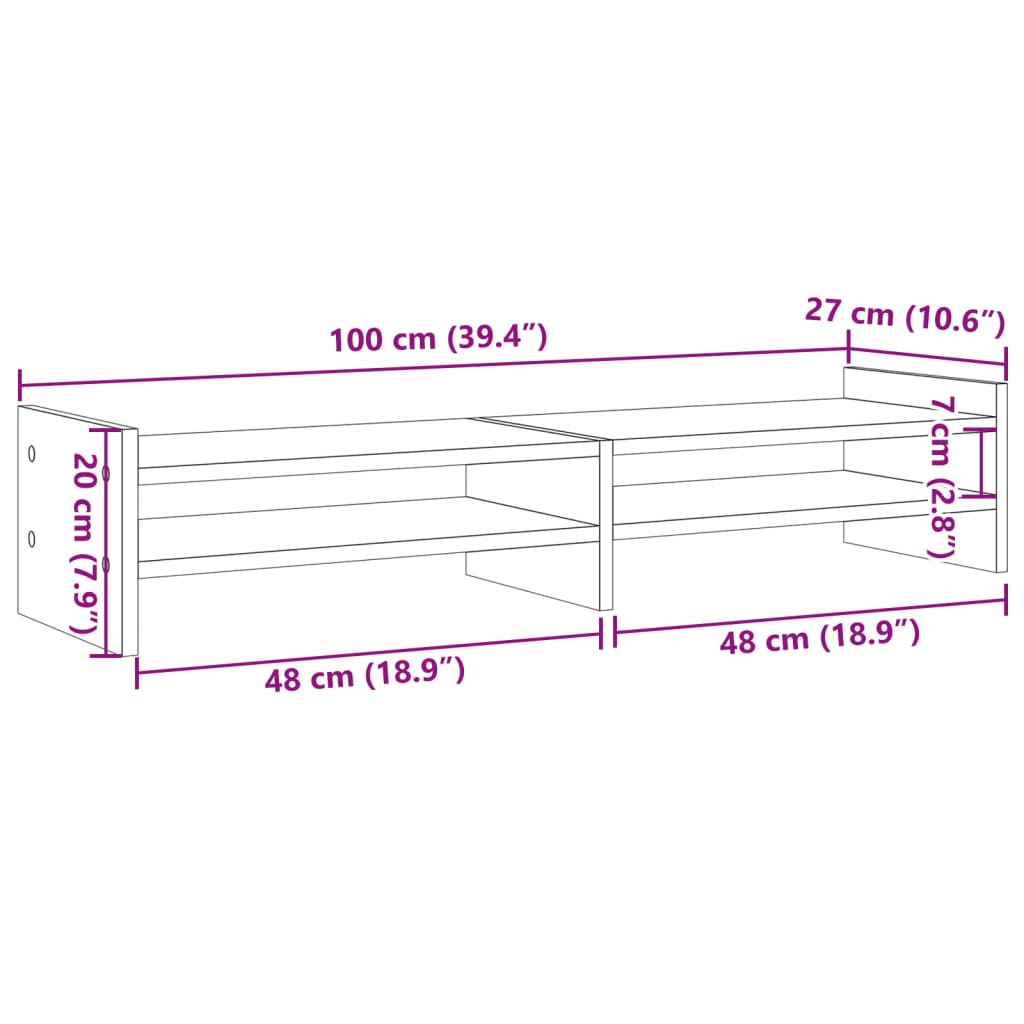 Monitor Stand Grey Sonoma 100x27x20 cm Engineered Wood