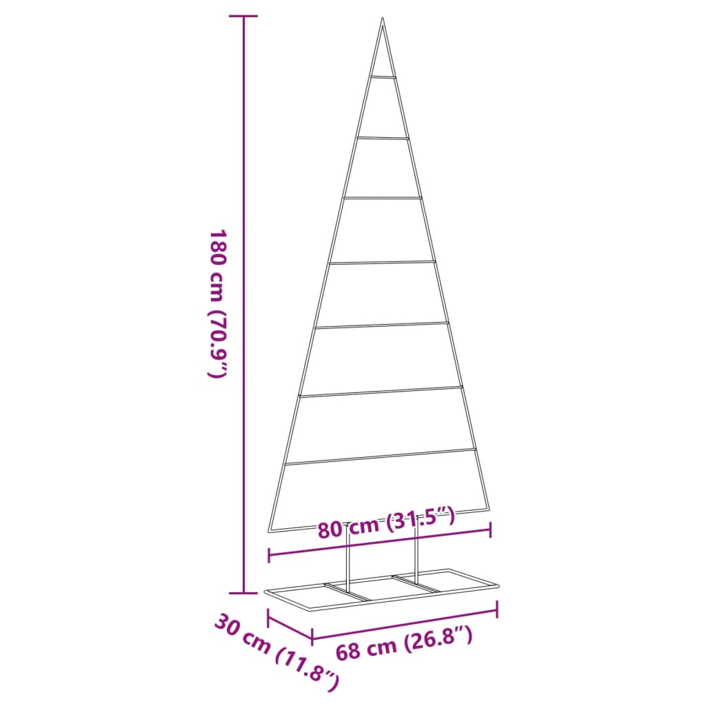 Metal Christmas Tree for Decoration Black 180 cm