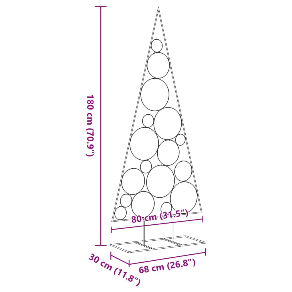 Metal Christmas Tree for Decoration Black 180 cm