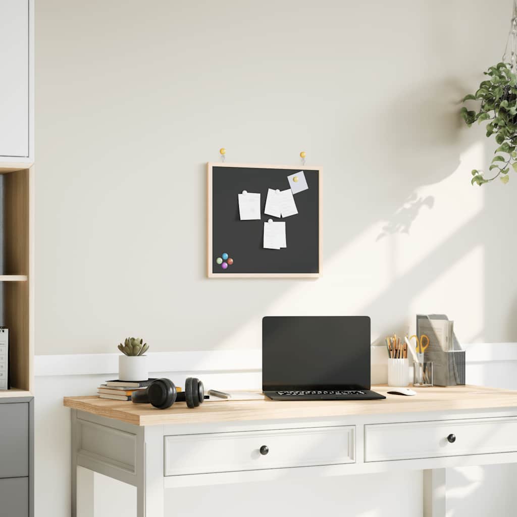Chalkboard with Solid Pine Wood Frame Black 40x40 cm