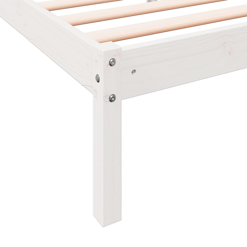 Extra Long Bed Frame without Mattress White 140x210 cm Solid Wood Pine