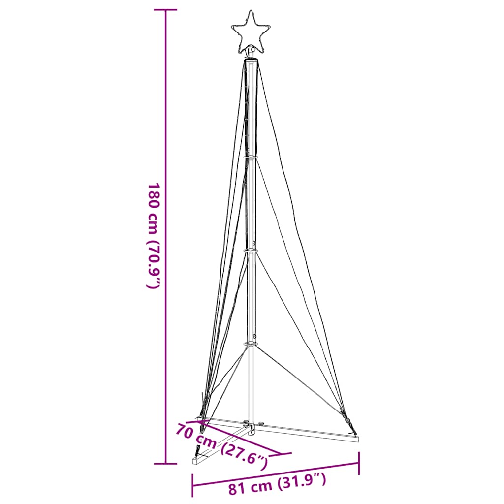 LED Christmas Tree 363 LEDs Colorful 182 cm