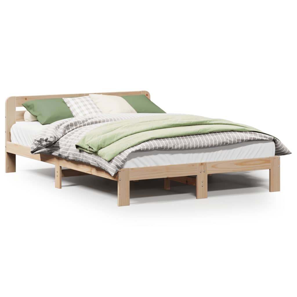 Bed Frame without Mattress 140x200 cm Solid Wood Pine