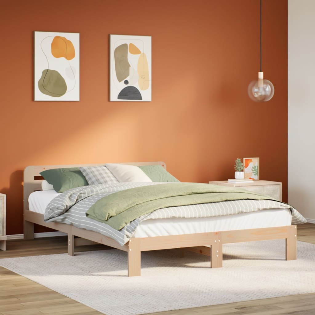 Bed Frame without Mattress 140x200 cm Solid Wood Pine