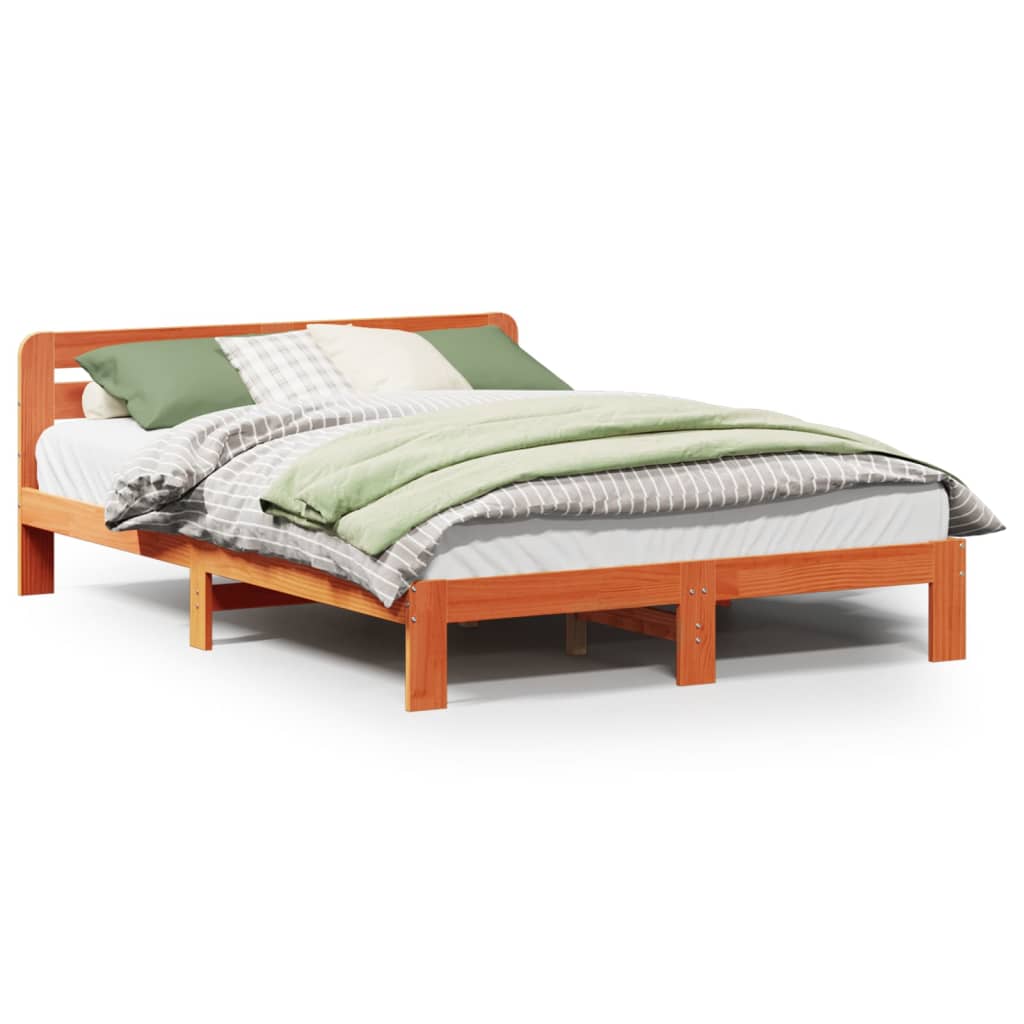 Bed Frame without Mattress Wax Brown 160x200 cm Solid Wood Pine
