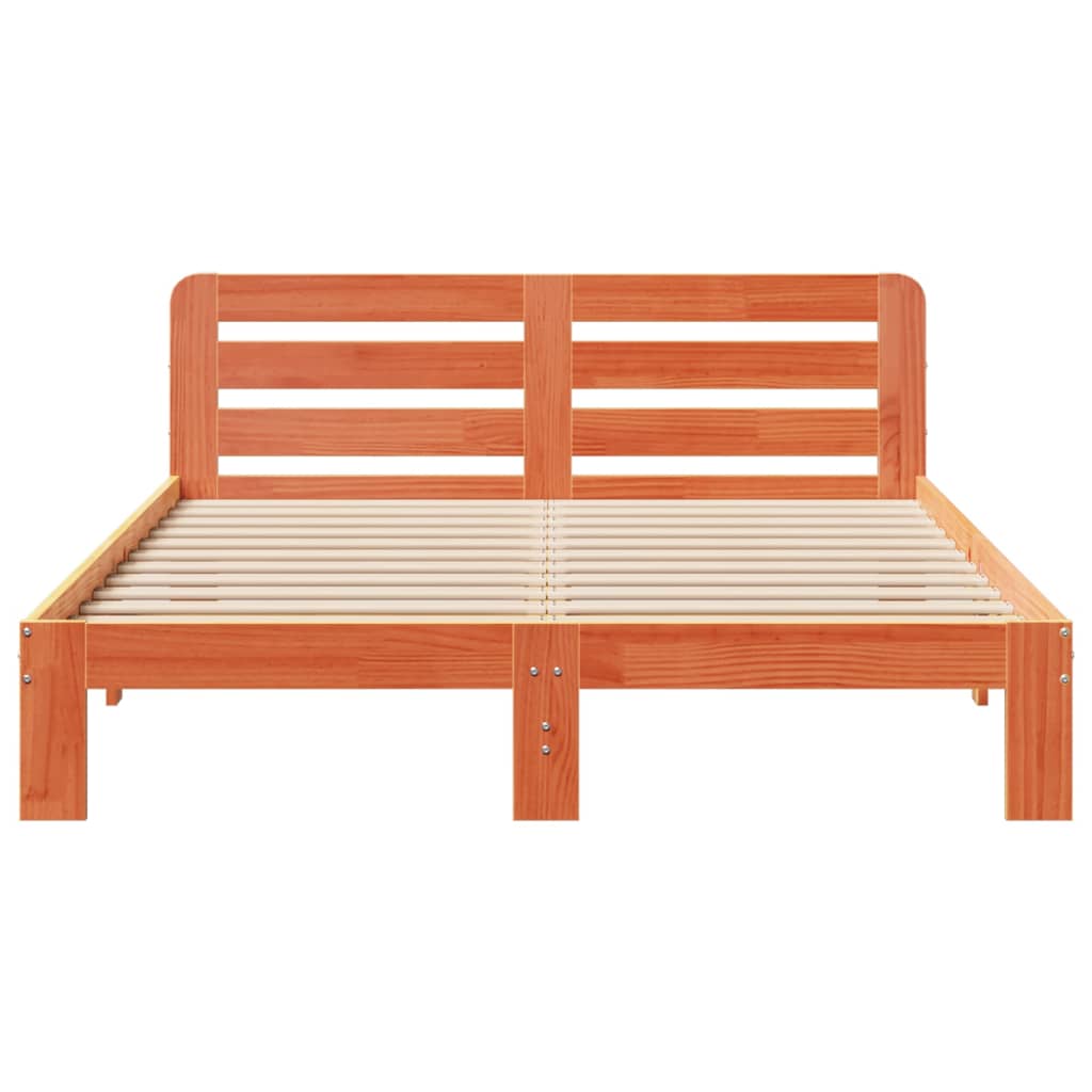 Bed Frame without Mattress Wax Brown 160x200 cm Solid Wood Pine