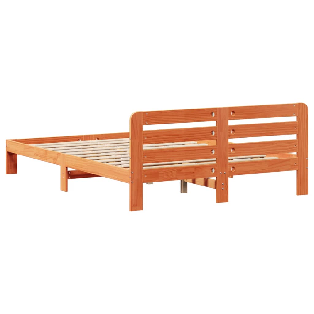 Bed Frame without Mattress Wax Brown 160x200 cm Solid Wood Pine