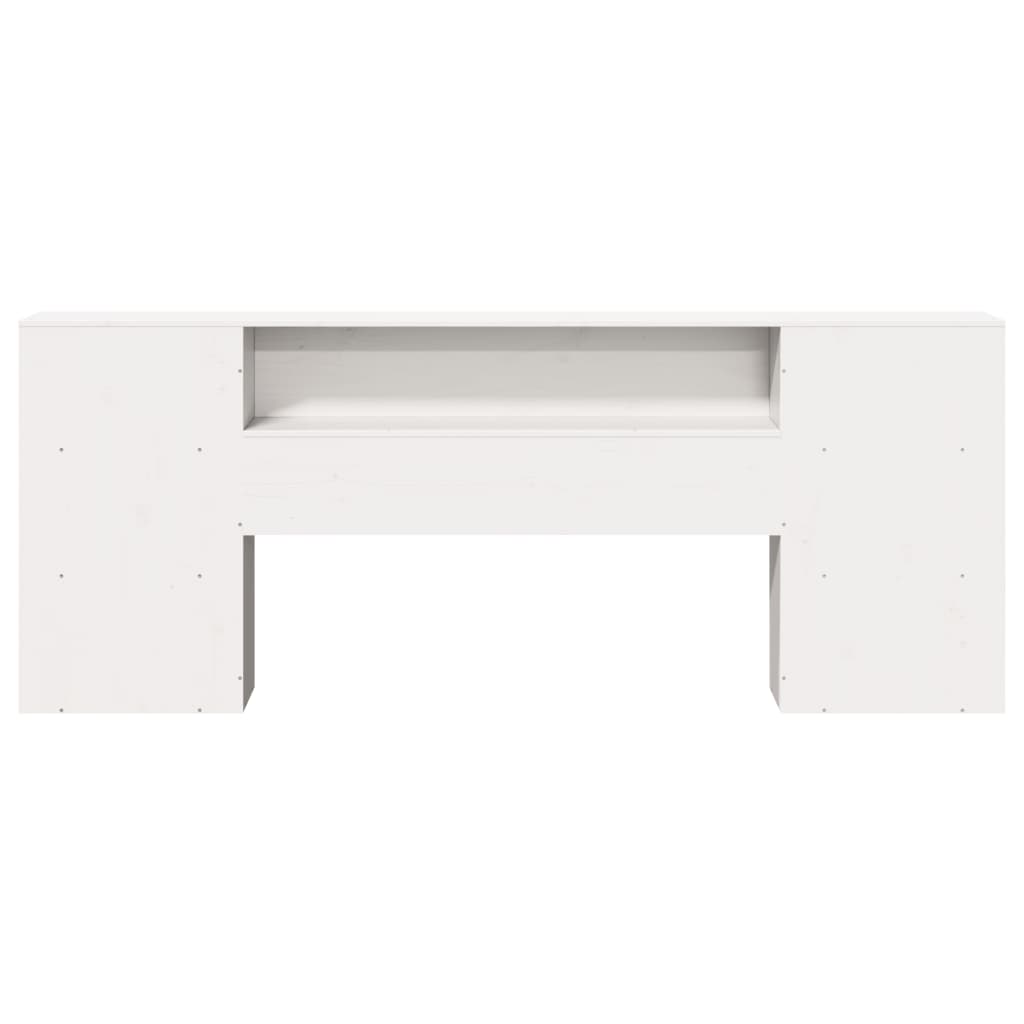 Headboard with Storage White 200 cm Solid Wood Pine