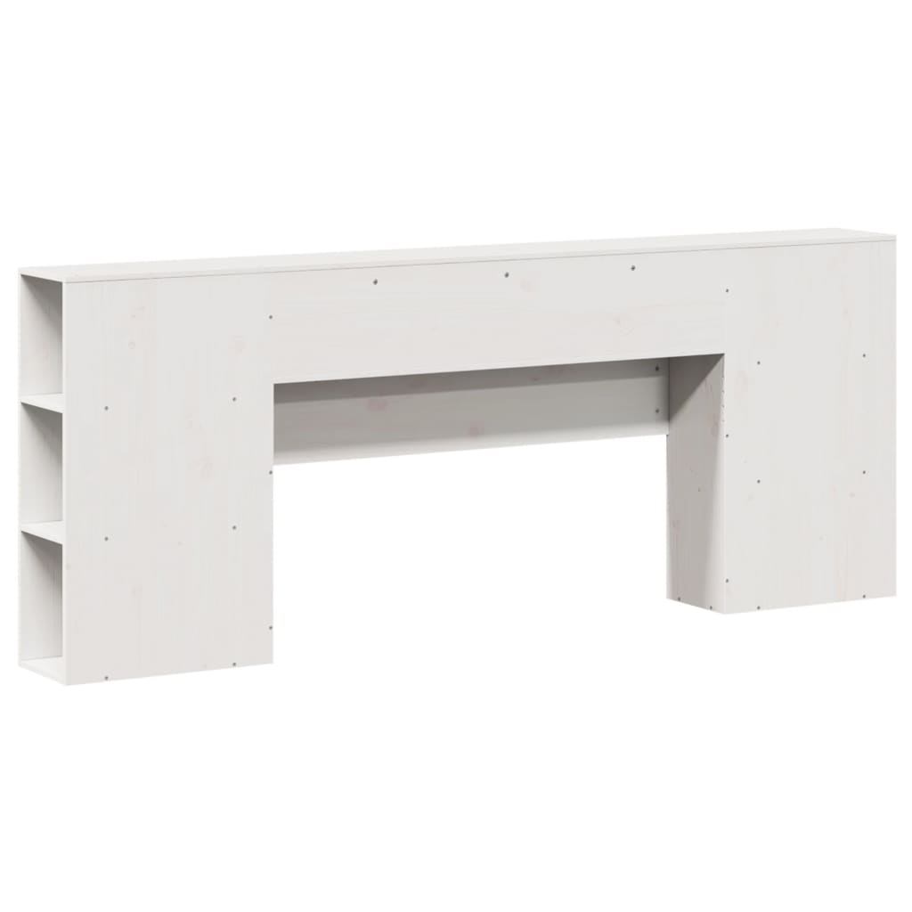 Headboard with Storage White 200 cm Solid Wood Pine