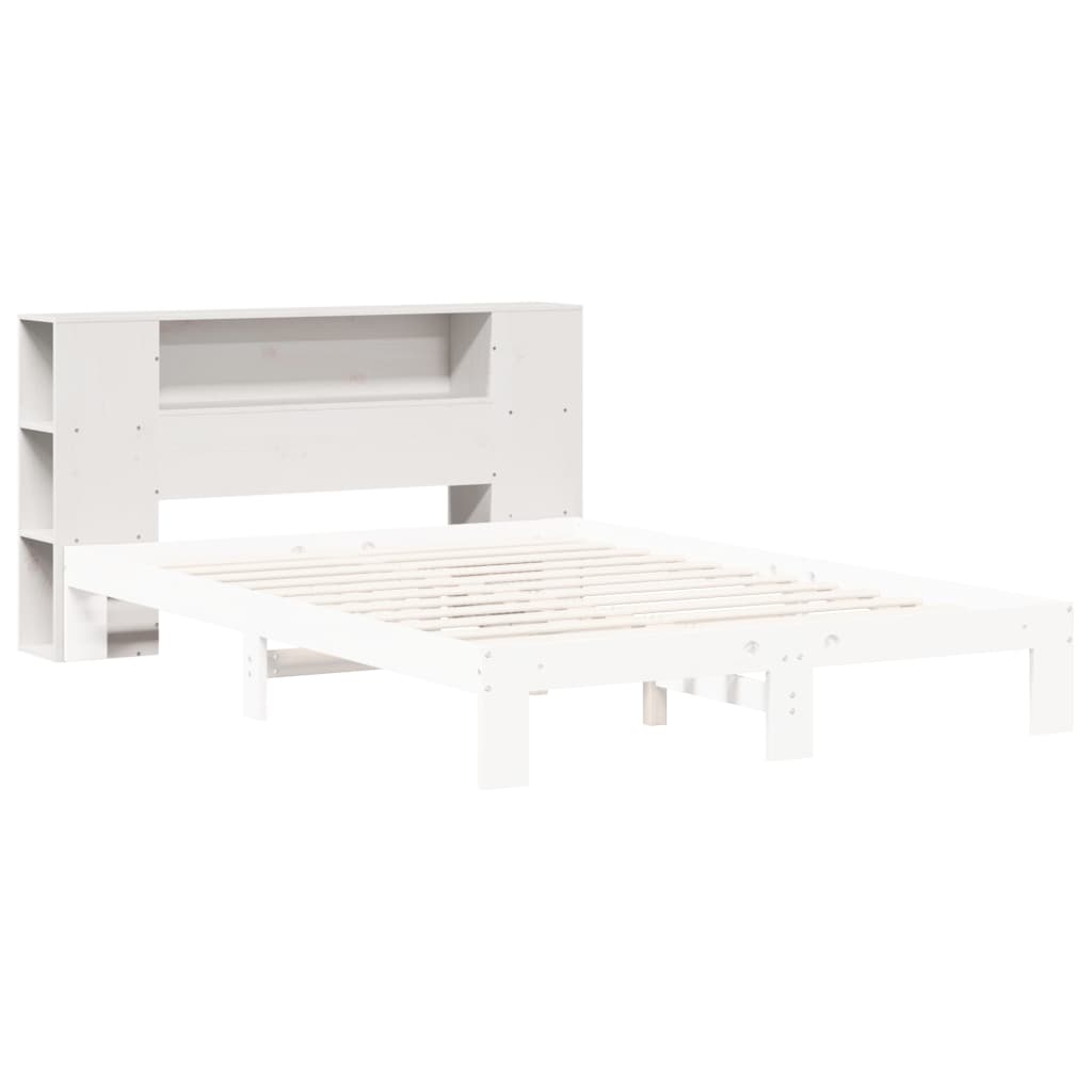 Headboard with Storage White 160 cm Solid Wood Pine
