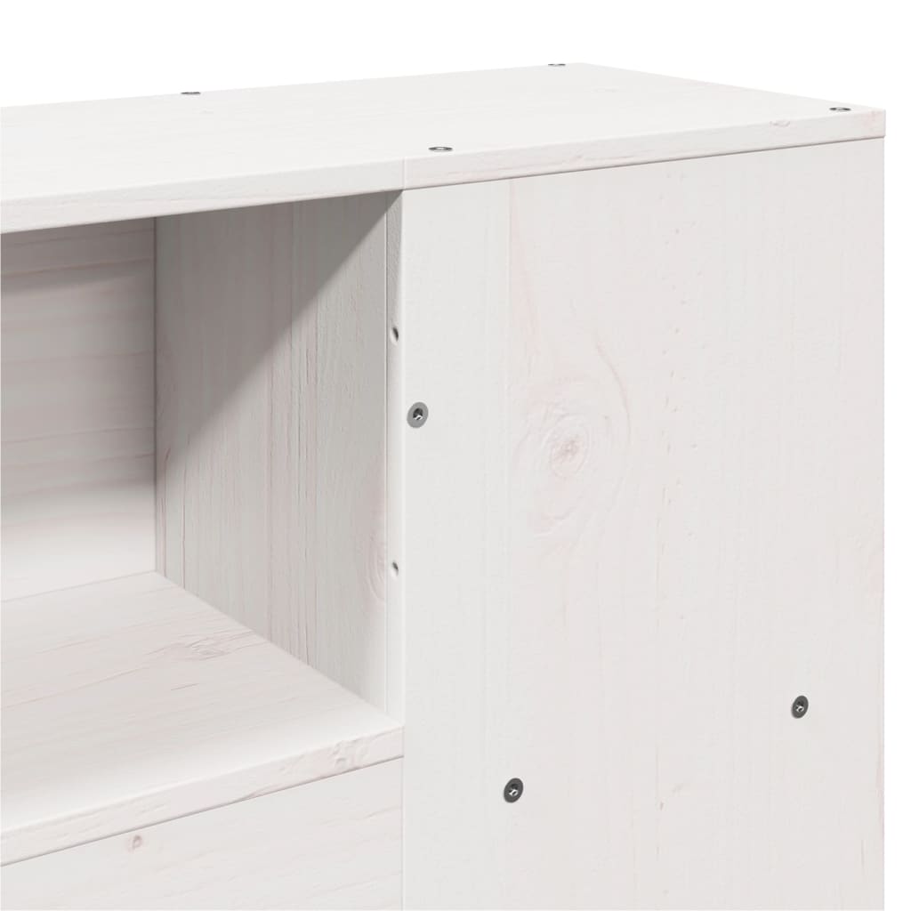 Headboard with Storage White 160 cm Solid Wood Pine