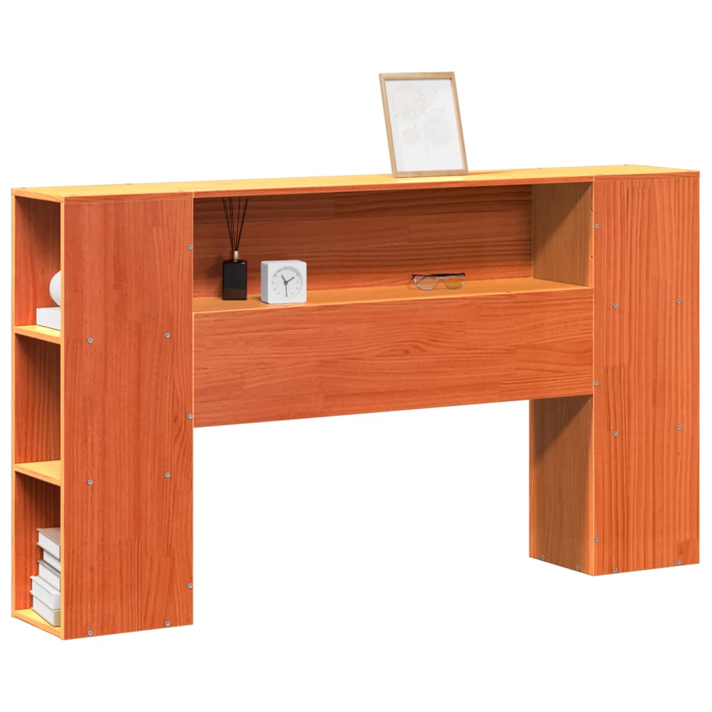 Headboard with Storage Wax Brown 160 cm Solid Wood Pine