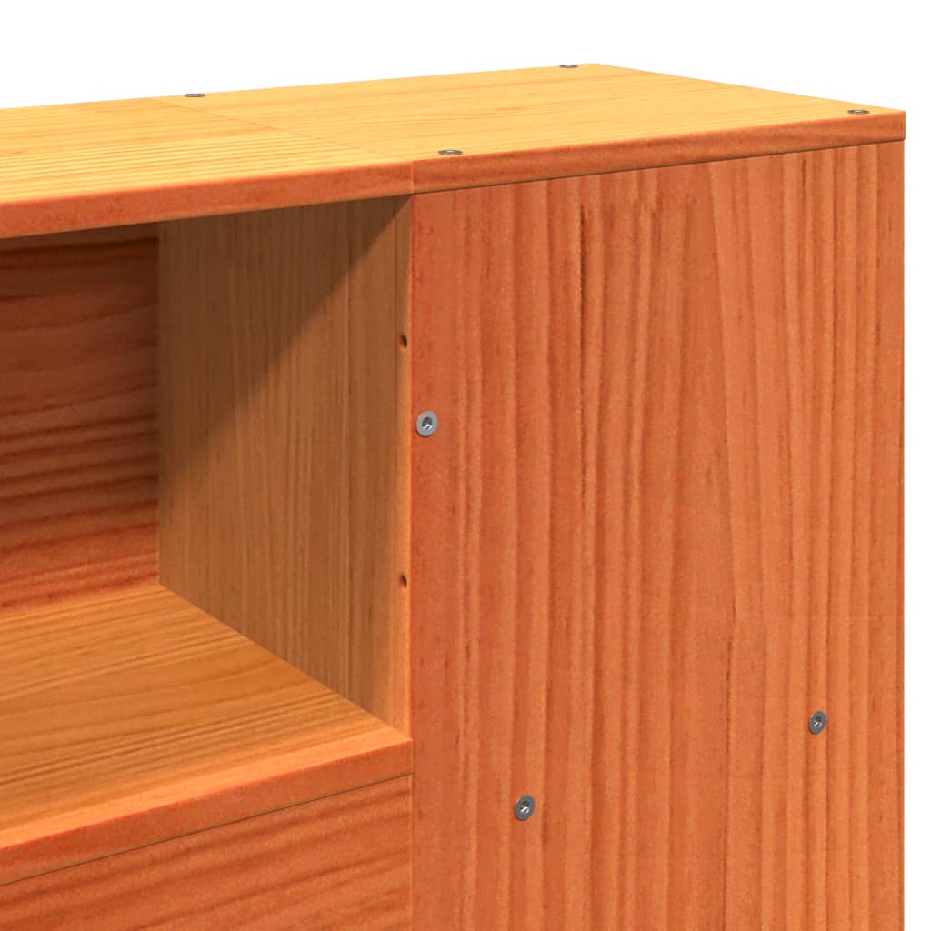 Headboard with Storage Wax Brown 135 cm Solid Wood Pine