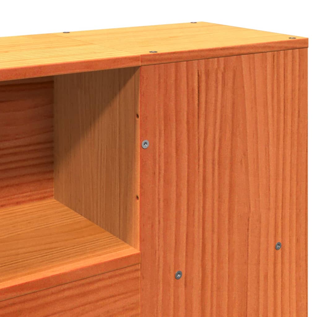 Headboard with Storage Wax Brown 120 cm Solid Wood Pine