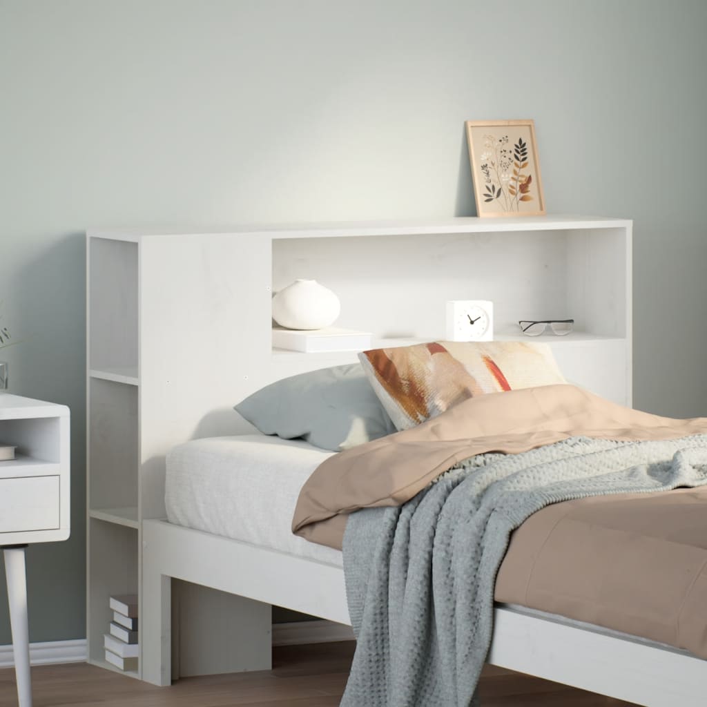 Headboard with Storage White 75 cm Solid Wood Pine