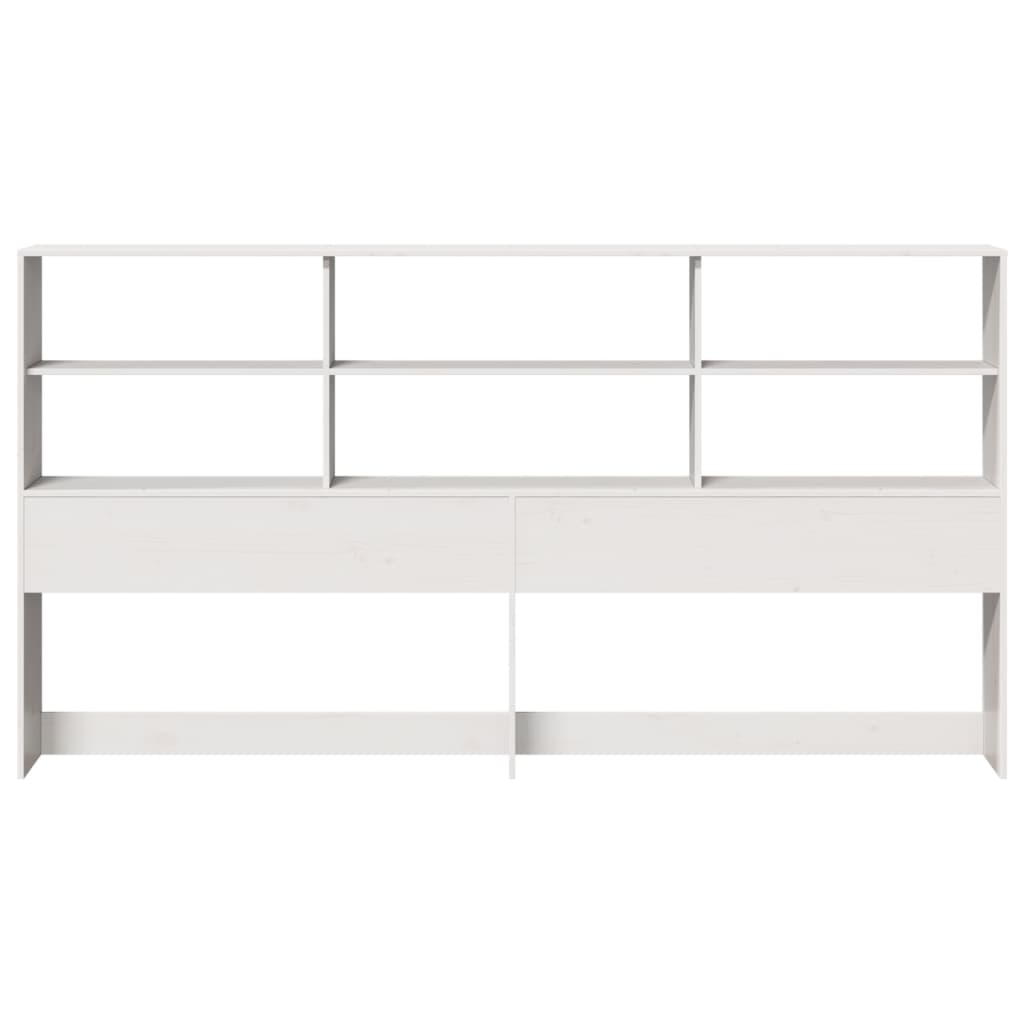 Headboard with Storage White 200 cm Solid Wood Pine