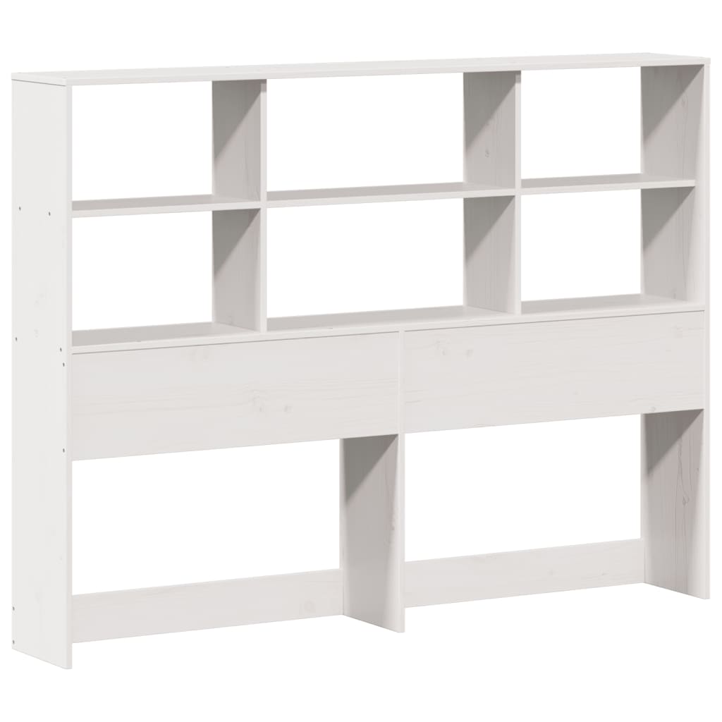 Headboard with Storage White 160 cm Solid Wood Pine